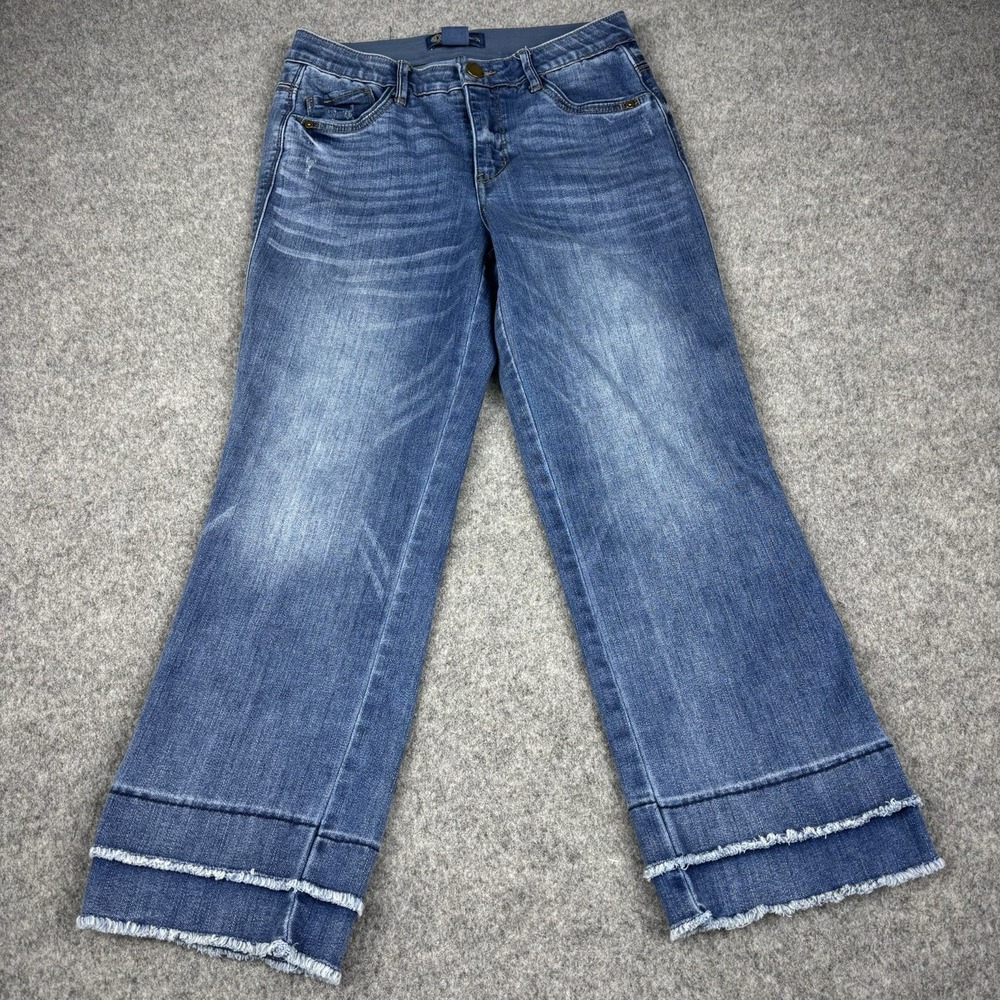 Democracy Absolution Jeans Womens 8 Wide Leg Raw Hem Stretch Denim Blue Casual - Picture 1 of 14